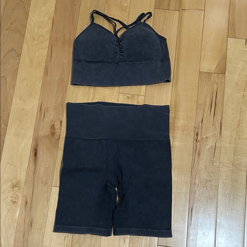 Ardene Charcoal Ribbed Two-Piece Set